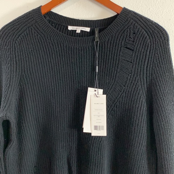 NWT Helmut Lang Black Cashmere Blend “Destroyed” Design Knit Dress - Picture 3 of 15